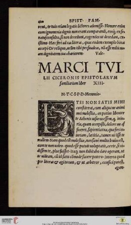 Marci Tvllii Ciceronis Epistolarvm familiarium liber XIII
