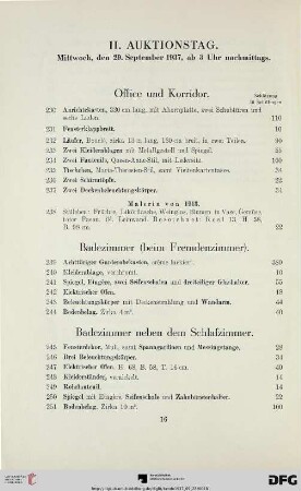 II. Auktionstag: Mittwoch, den 29. September 1937, ab 3 Uhr nachmittags (Nr. 230-528)
