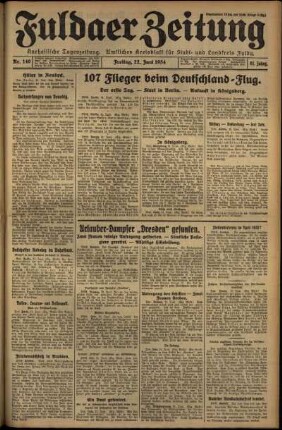 Erste Ausgabe vom Freitag, den 22. Juni 1934.