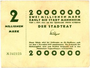 Geldschein / Notgeld, 2 Millionen Mark