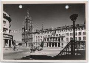 Wiesbaden, Rathaus, Marktplatz und Marktkirche