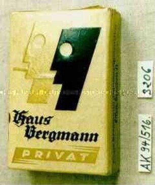 Pappschachtel für 10 Stück Zigaretten "Haus Bergmann PRIVAT"