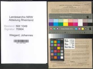 Entnazifizierung Johannes Wiegard , geb. 02.07.1898 (Lehrer)