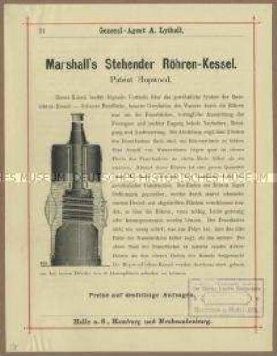 Zubehör für Dampfmaschinen von der Firma Marshall, Sons und Co in England