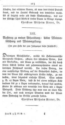 XIX. Nachtrag zu meiner Abhandlung: Ueber Weinverfälschung und Weinvergiftung. (Im 9ten Hefte des 5ten Jahrganges dieser Zeitschrift.)