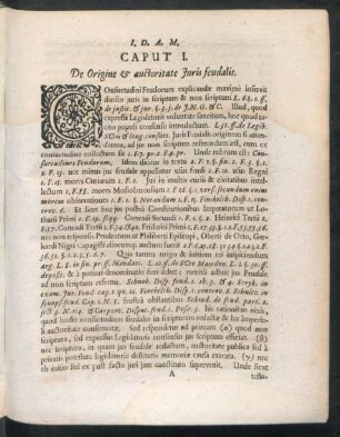Caput I. De Origine & auctoritate Iuris feudalis.