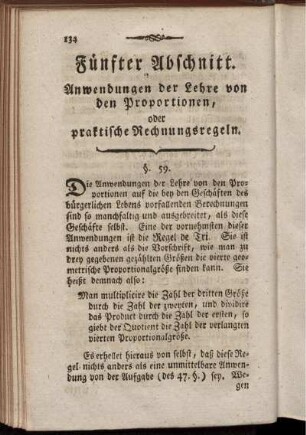 Fünfter Abschnitt. Anwendungen der Lehre von den Proportionen, oder praktische Rechnuingsregeln.