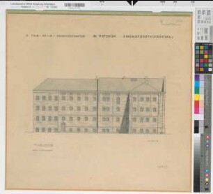 Münster (Münster) Landgerichtsgefängnis Blatt 13 Westansicht 1956 1 : 100 61 x 64 Zeichnung Staatshochbauamt Münster