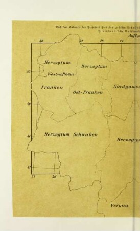 Auflegblatt I. Bayern mit dem Nordgau, Schwaben, die beiden Franken, die Ostmark, Steiermark, Kärnten, Friaul, Krain und Istrien um das Jahr 1000
