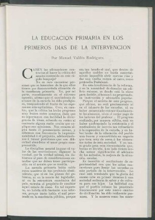La educación primaria en los primeros días de la Intervención.