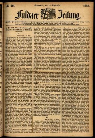 Ausgabe vom Samstag, den 15. September 1883.