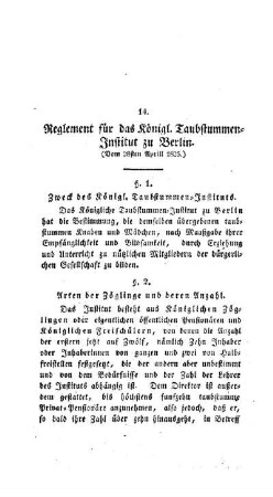 Reglement für das königl. Taubstummen-Institut zu Berlin : (Vom 28sten Aprill 1825)