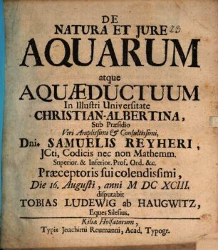 De Natura Et Jure Aquarum atque Aquaeductuum