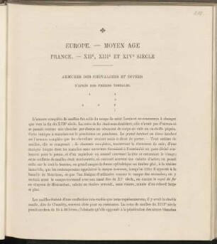 Europe. - Moyen Âge France. - XIIe, XIIIe et XIVe siècle - armures des chevaliers et drivers
