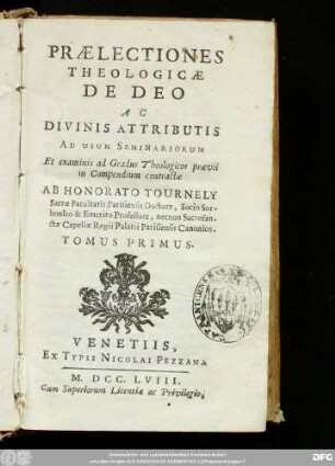 Tomus Primus: De Deo Ac Divinis Attributis