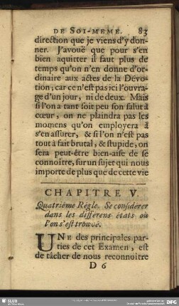 Chapitre V. Quatriéme Régle. Se considerer dans les différens états où l´on s´est trouvé