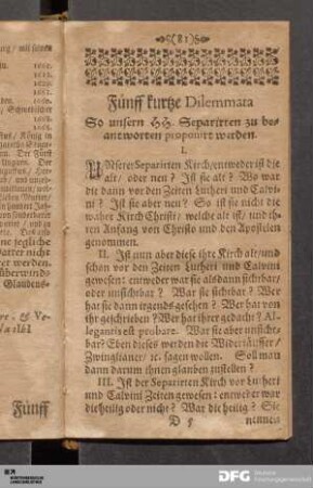 Fünff kurtze Dilemmata