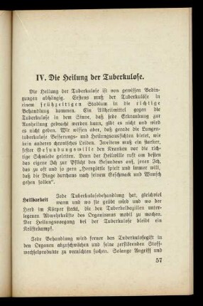 IV. Die Heilung der Tuberkulose