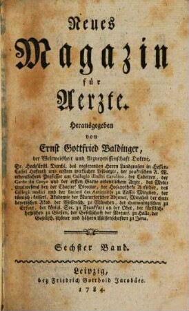 Neues Magazin für Ärzte. 6, 6. 1784