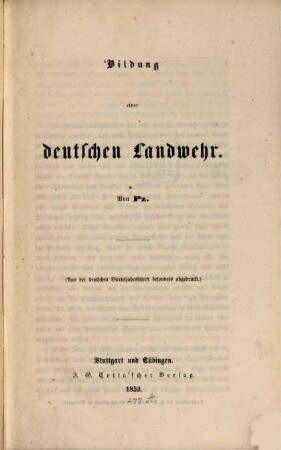 Bildung einer deutschen Landwehr