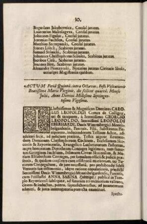 10-19, Actum Feria Quinta, intra Octavas, ...; ...