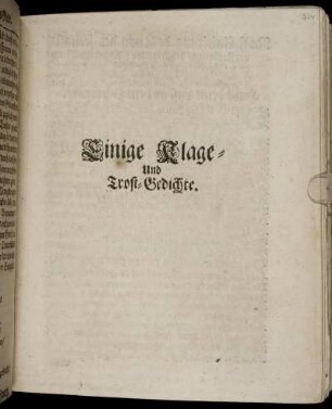 Einige Klage- und Trost- Gedichte.