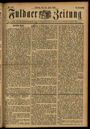Ausgabe vom Freitag, den 22. Juli 1892.