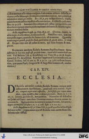 Cap. XIV. De Ecclesia.