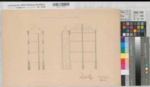 Münster (Münster) Gymnasium Paulinum Blatt 4 Schnitte 1863 50 Fuß = 13,1 cm 32 x 49 Zeichnung Hauptner, Bauinspektor KSM Nr. 1012 l