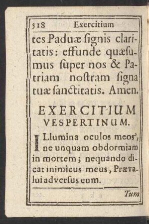 Exercitium Vespertinum