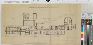 Arnsberg (Arnsberg) Regierungsgebäude Grundriß Kellergeschoß mit eingezeichnetem Kantinenbereich 1946 1 : 200 42 x 83 Pause mit Einzeichnung