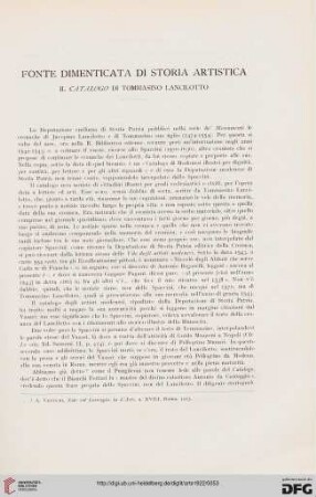25: Fonte dimenticata di storia artistica : il Catalogo di Tommasino Lancilotto