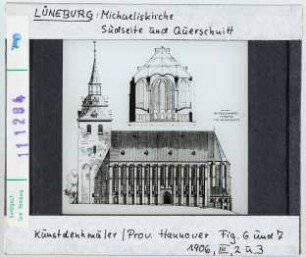 Lüneburg: Michaeliskirche, Südseite und Querschnitt