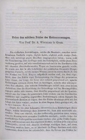 V. Ueber den mittlern Fehler der Kettenmessungen.