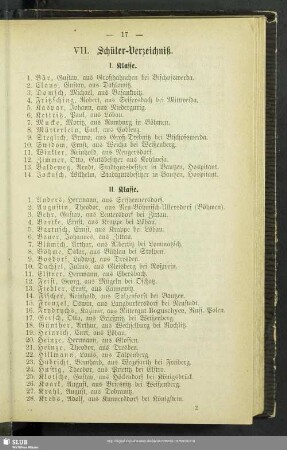 VII. Schüler-Verzeichniß