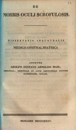De morbis oculi scrofulosis : Diss. inaug. med.-ophthalm.