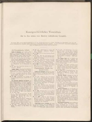 Kunstgeschichtliches Verzeichnis der in den ersten vier Bänden enthaltenen Gemälde