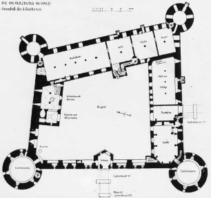 Halle (Saale), Moritzburg, Grundriss des 3. Geschosses (Zeichnung Wäscher)