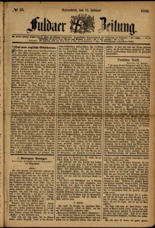 Ausgabe vom Samstag, den 13. Februar 1886.
