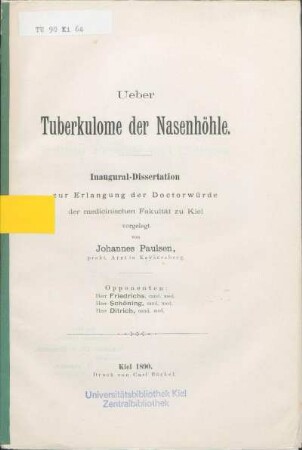 Ueber Tuberkulome der Nasenhöhle