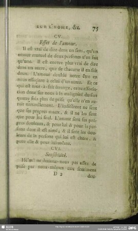 CV. Effet de l'amour