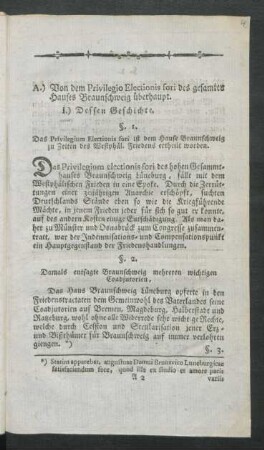 A.) Von dem Privilegio Electionis forti des gesamten Hauses Braunschweig überhaupt.