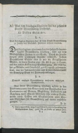 A.) Von dem Privilegio Electionis forti des gesamten Hauses Braunschweig überhaupt.