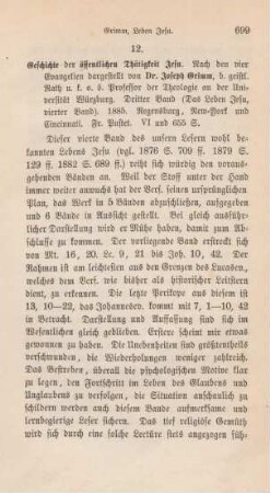 699-702 [Rezension] Grimm, Joseph, Geschichte der öffentlichen Thätigkeit Jesu