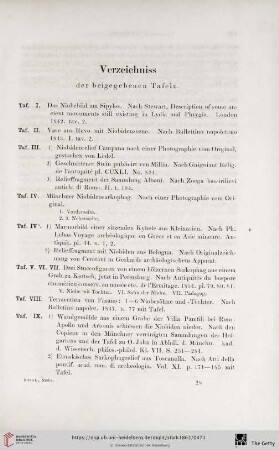 Verzeichniss der beigegebenen Tafeln