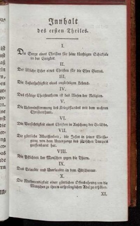 Innhalt des ersten Theiles.