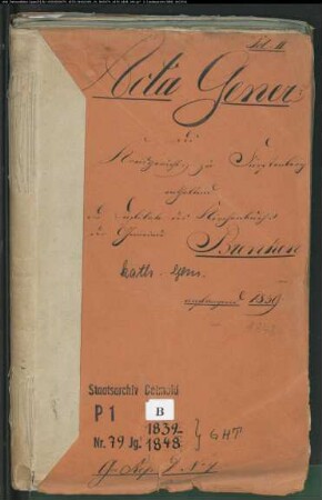 Kirchenbuchduplikat der katholischen Gemeinde Brenken, Kreis Büren (GHT 1839-1848). (Gemeinde: Katholische Gemeinde Brenken)