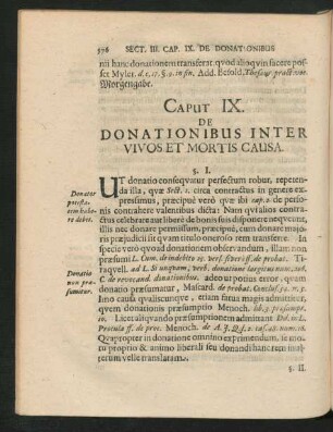 Caput IX. De Donationibus Inter Vivos Et Mortis Causa.