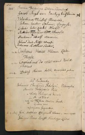 Sommerhalbjahr 1705. Rektorat Johann Eberhard Rösler