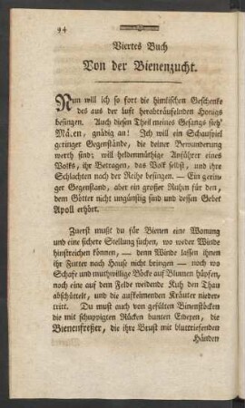 Viertes Buch. Von der Bienenzucht